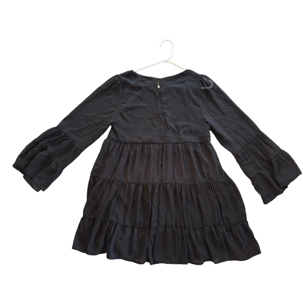 Altar'd State Black Swiss Dot Metallic Kristalynn Babydoll Dress Women's Medium - Picture 3 of 6